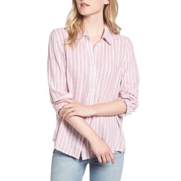 Rails Sydney Rouge Rosegold Lurex Stripe Shirt - Picture 3 of 13